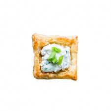 Blue cheese with Arugula on Puff square by Bizu